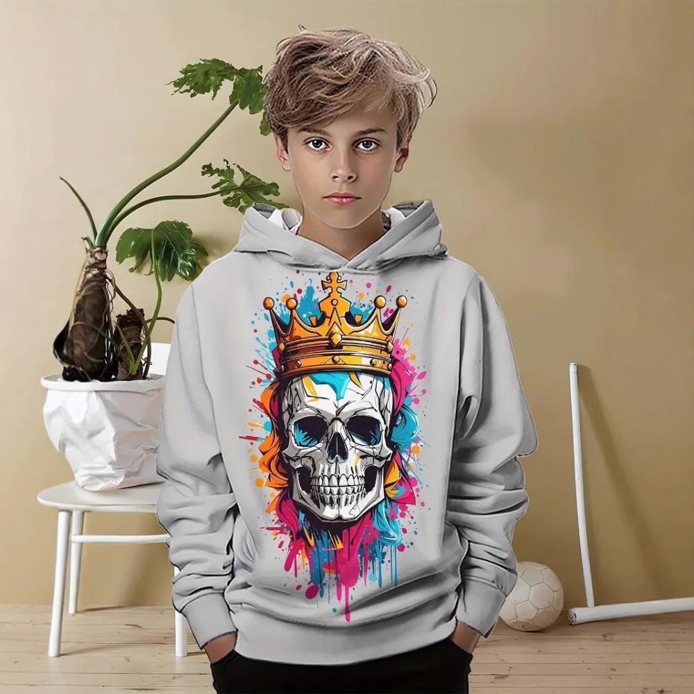 Children's Hip Hop Skeleton 3D Digital Printed Boys' Fashion Hoodie Sweatshirts