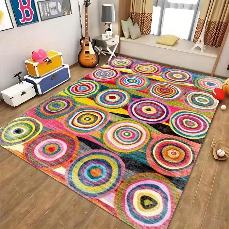 Vintage Abstract Pattern Non-Slip Floor Mat Washable Decorative Area Rug for Living Room Kitchen Office Laundry Room Bathroom