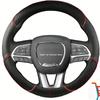 Ized Car Steering Wheel Cover For Dodge (SRT) Challenger 2015- Charger 2015- Hand-stiched Carbon Leather Suede DIy