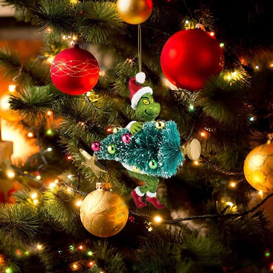 2 шт. Рождественское украшение Зеленый меховой эльф кукла подвеска акриловая праздничная подвеска украшение для