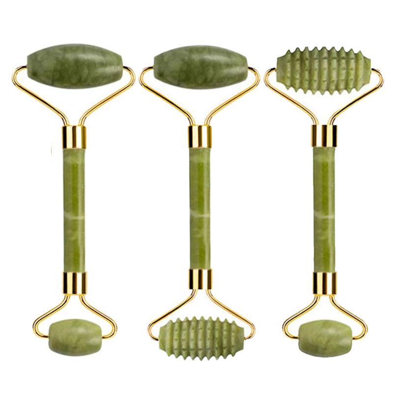 Natural Green Jade Roller Gua Sha Set Scraping Facial Massage Lifting Anti-Wrinkle Gouache Scraper Jade Massager Skin Care Tools