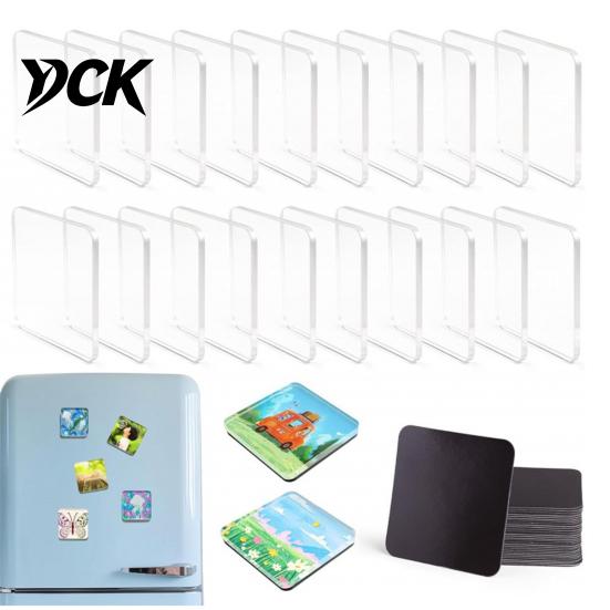 DIY Fridge Magnet Kit 10/20/50Pcs Kit, Clear Acrylic Magnetic Photo Frame with Picture Making Adhesive Backing, Custom Set for Crafts Decorative