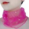 Solid Color Neck Collar Faux Pearls Decor Elastic Organza Lace Scarf Elegant Multi-functional Elastic Neck Wrap