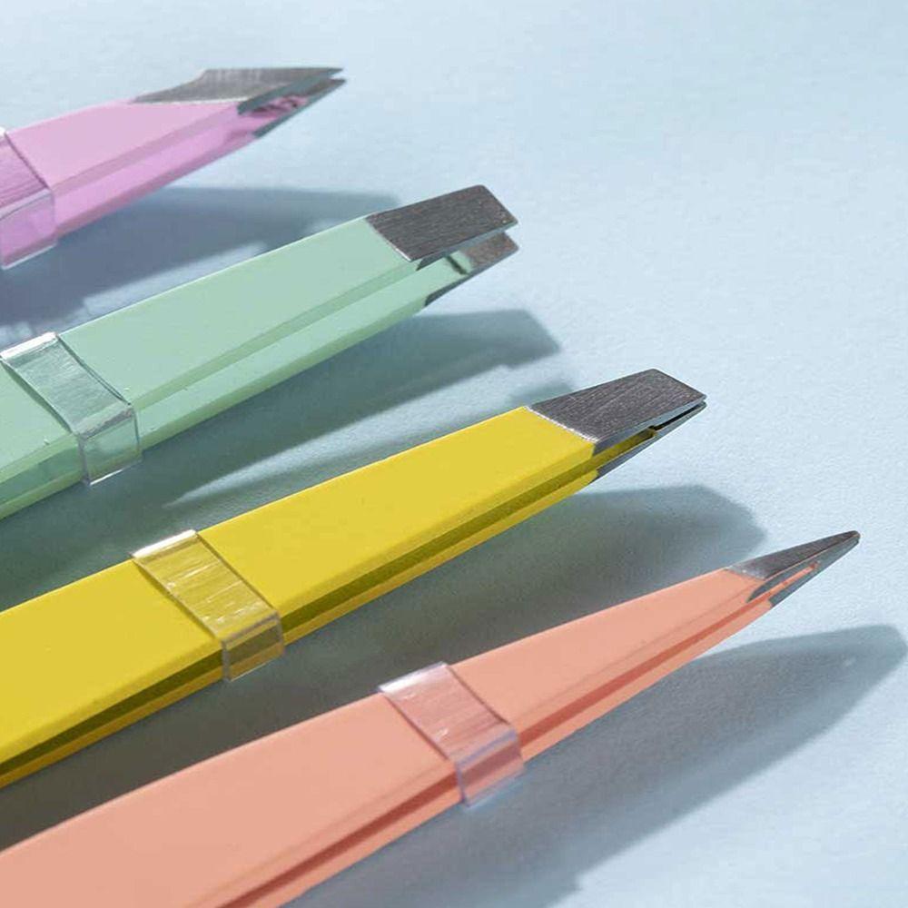 Пинцеты для бровей со скошенными кончиками против отпечатков пальцев, цветные, для удаления тонких волосков, для удаления волос на лице