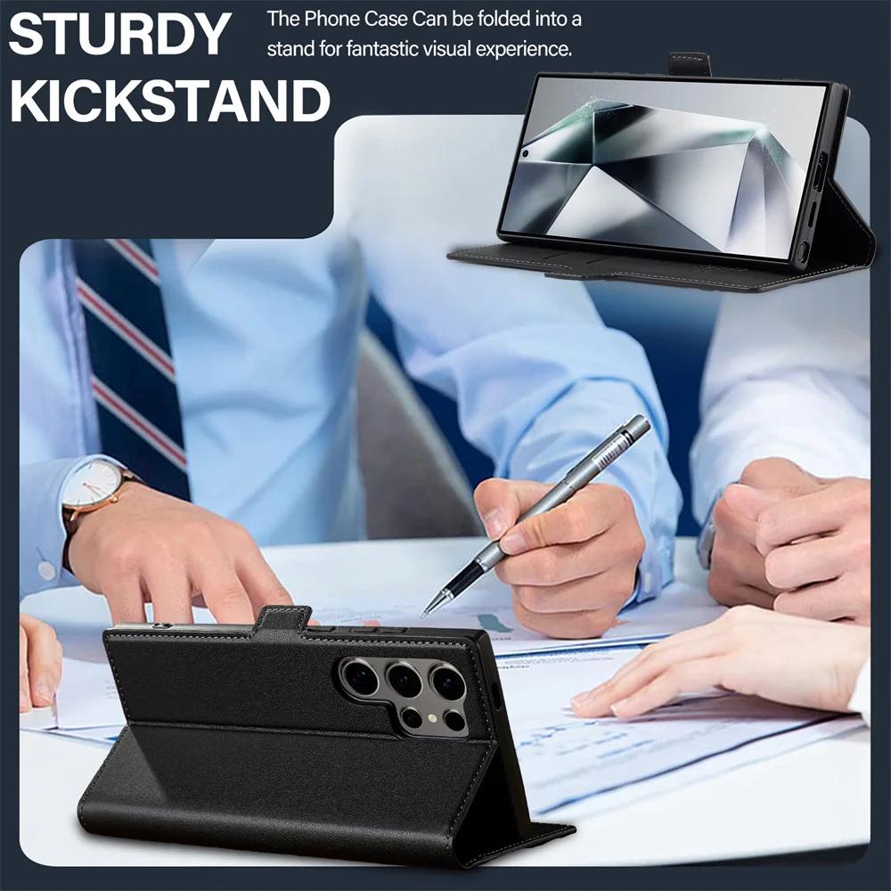 Кожаный держатель для карт, флип-чехол-кошелек для Samsung Galaxy S25 Ultra S24 FE S21 S20 S23 S22 + Plus A55 A54 A53 A35 A34 A16 A15 A14 5G