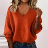 Women's Fashionable Casual Knitted Top Loose-Fit Solid-Colour Long-Sleeved Jumper