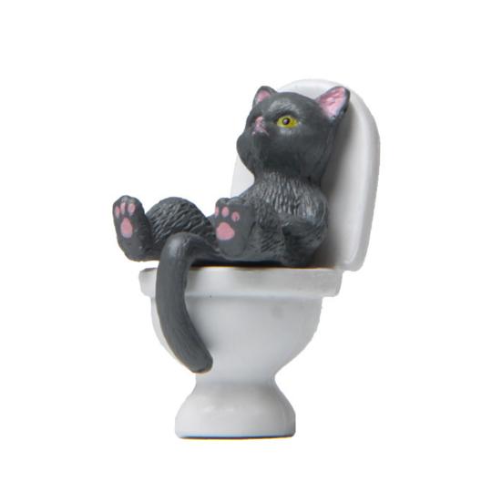 Funny Cat Figurine Spiritual Consolation PVC Vivid Appearance Toilet Series Cat Statue Party Supplies