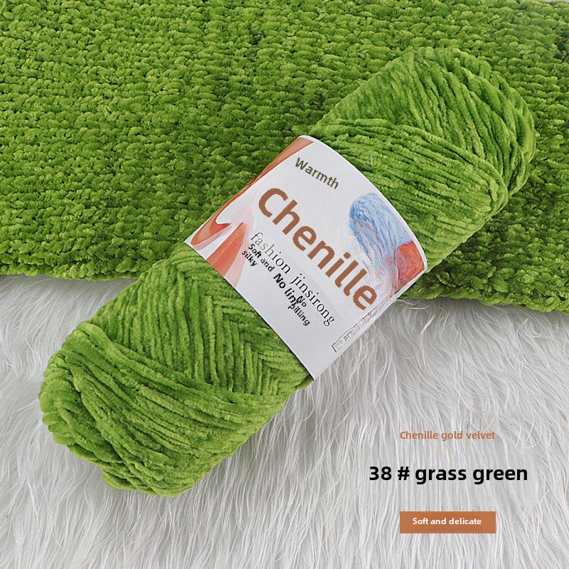 Вязаный шарф, шапка, тапочки крючком из золотистого бархата с шениллом, набор для самостоятельного вязания из кукольной шерсти