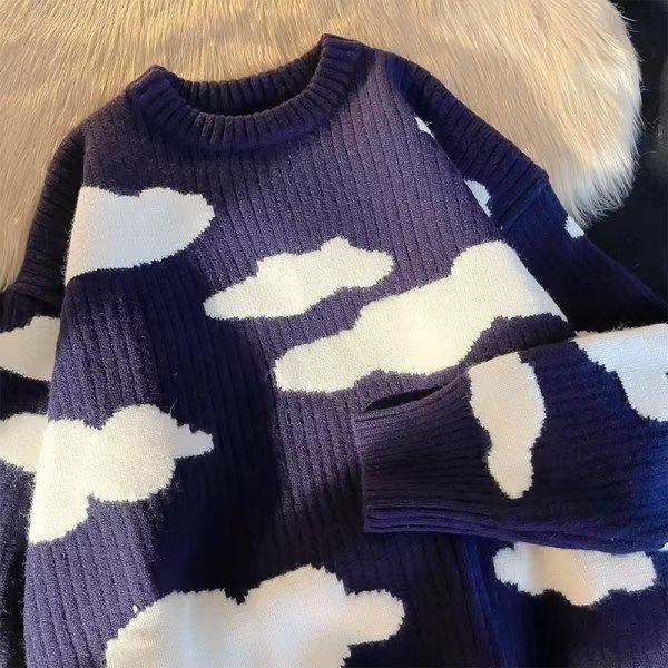 Винтажный вязаный свитер в японском стиле - унисекс ретро мода Гонконга