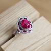 Классический дизайн красных драгоценных камней кольца для женщин легкие роскошные изысканные цветы сияющие высококачественные модные помолвочные украшения