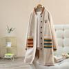 Mid-Length Sweater Coat Thick Winter Thickened Striped Knit Cardigan Loose-Fit Knit Trench Coat