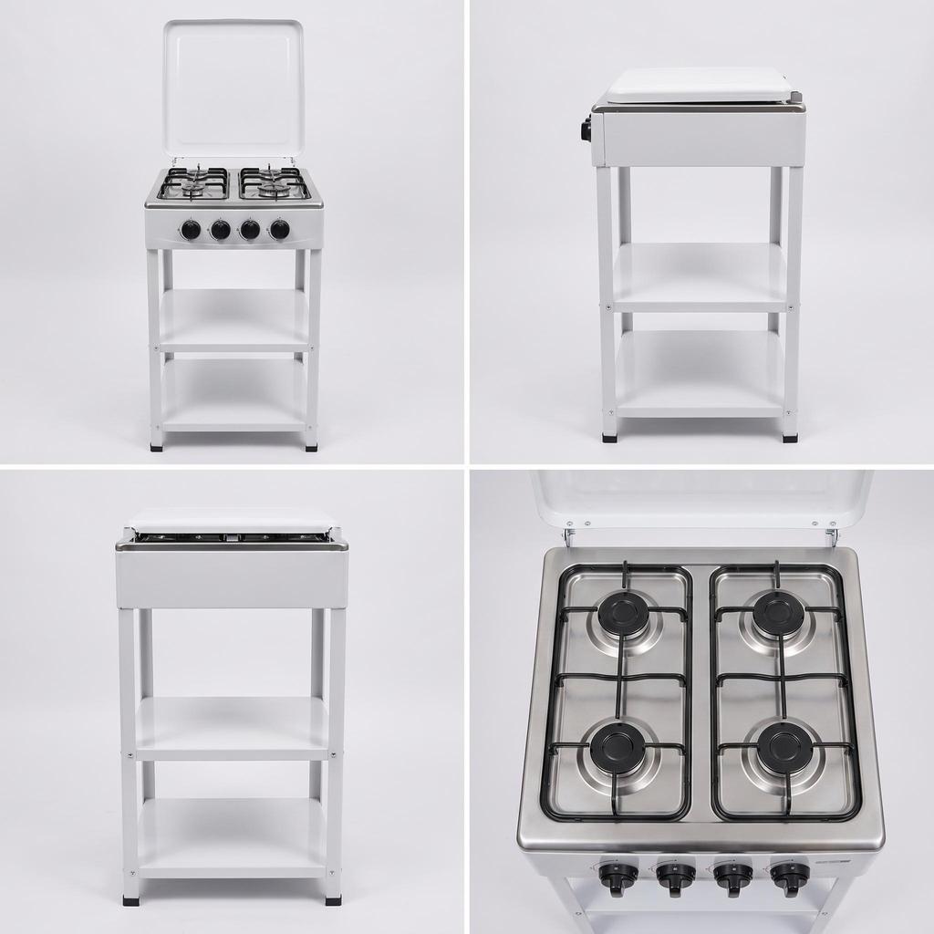 Aflyever Four-burner portable gas camping stove with detachable smokeless barbecue grill