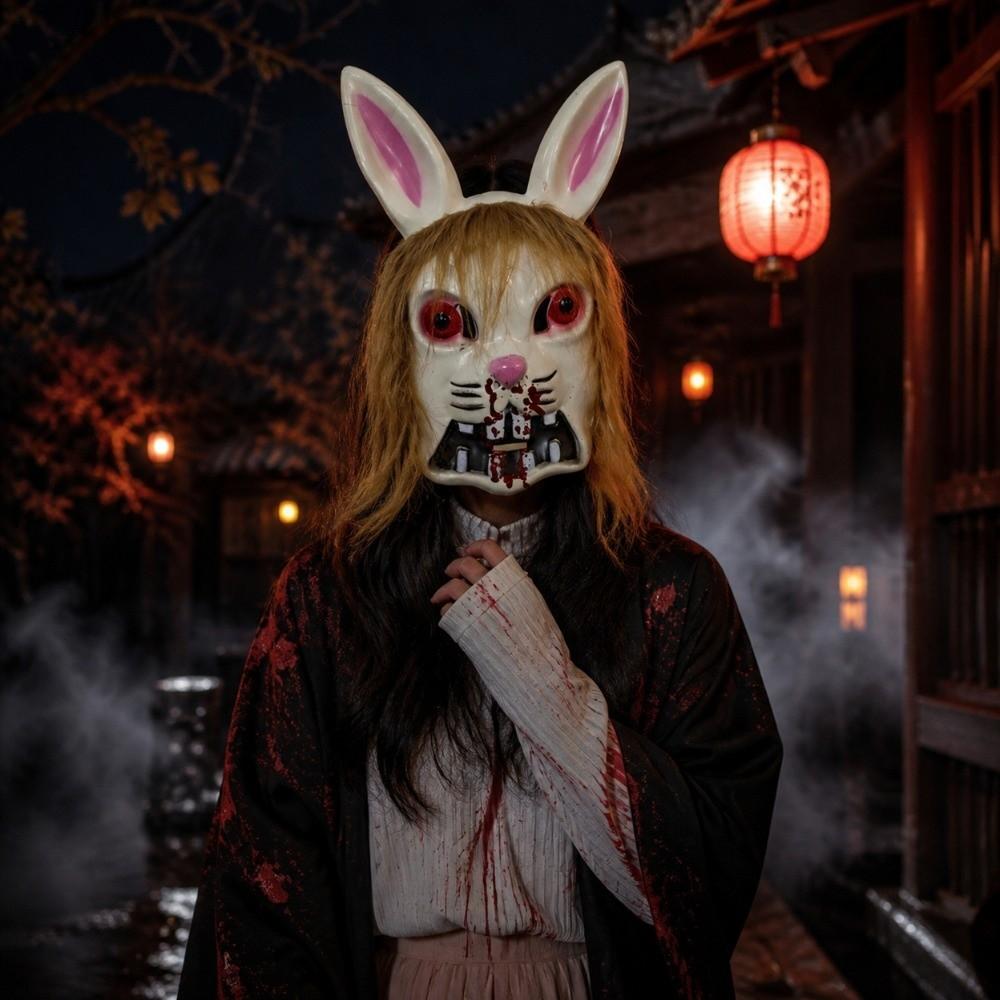 Bloody Halloween Rabbit Mask Spooky Terrifying Cosplay Mask Novelty Scary Animals Mask Male Female