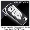 For Toyota Corolla Camry Altis Auris Aygo Yaris RAV4 Verso Car Folding Flip Key Case Protective Cover Bag Shell Holder Keychain