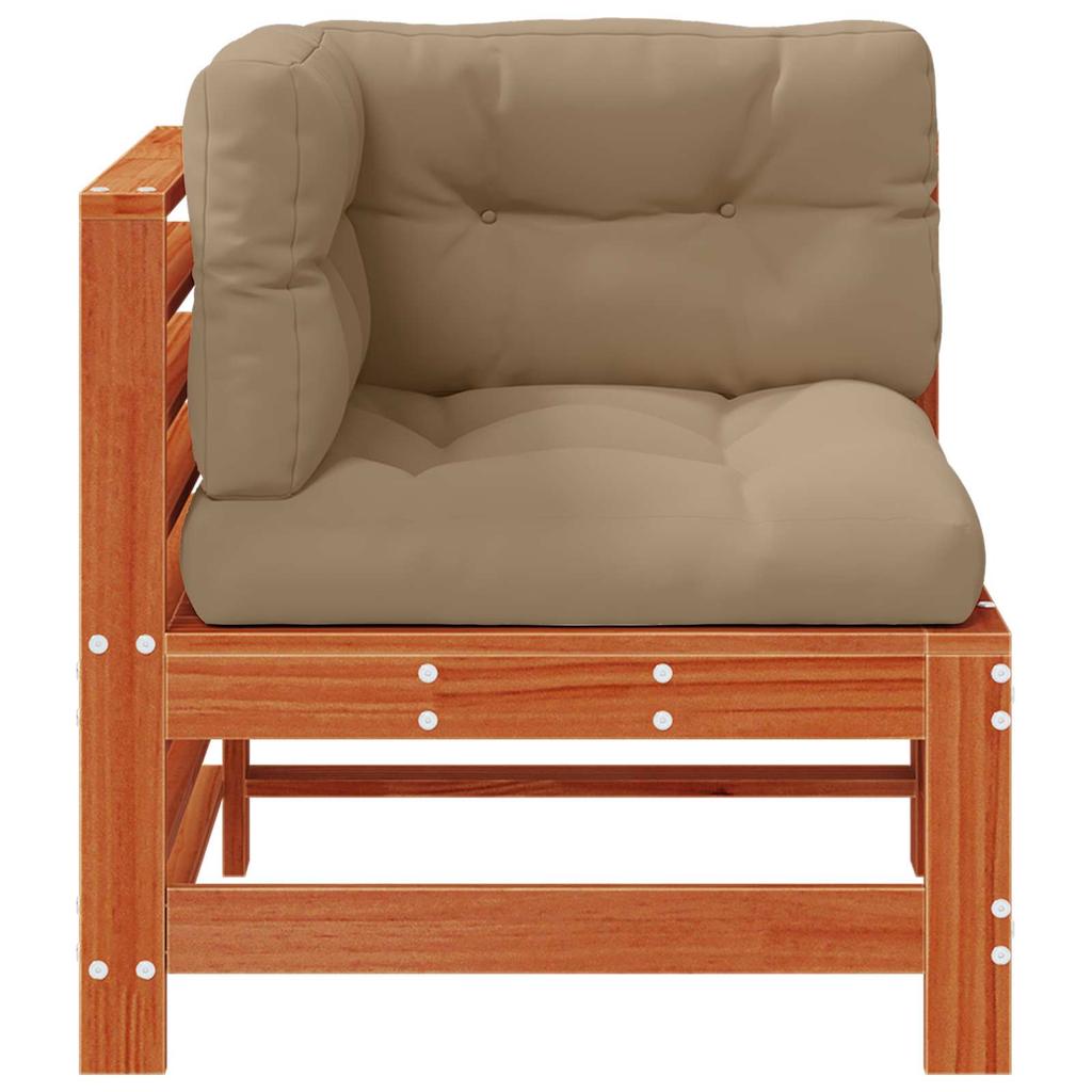 Garden Corner Sofa Solid Pine Wood Wax Brown