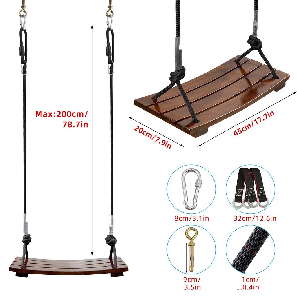 Leweet Wooden Outdoor Outdoor Playground Indoor Hanging Indoor Playground Load Capacity Complete Easy To Can Be Used In Outdoor Swing, Swing, Adults,