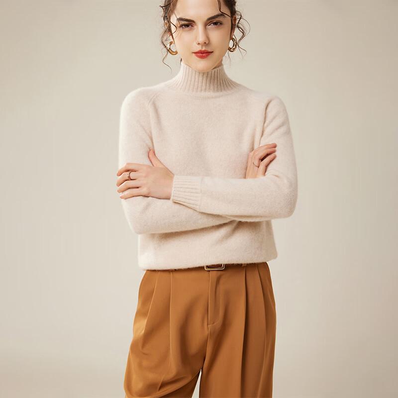 Fanzhen Women's High-Neck 100% Cashmere Sweater