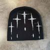 Retro Street Style Cross Knit Cap With Fluffy Acrylic Blend For Fall Winter