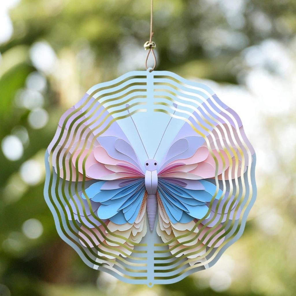 1pc 3D Mandala Flower Hanging Wind Spinner, Metal Garden Wind Chime, 360° Rotating Hook, Outdoor Yard Decor, No Electricity or Battery Needed