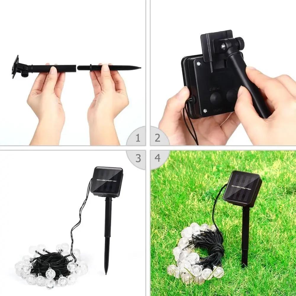 8 Modes Solar Light Crystal Ball 5M/7MLED String Lights Fairy Lights Garlands For Christmas Party Outdoor Decoration