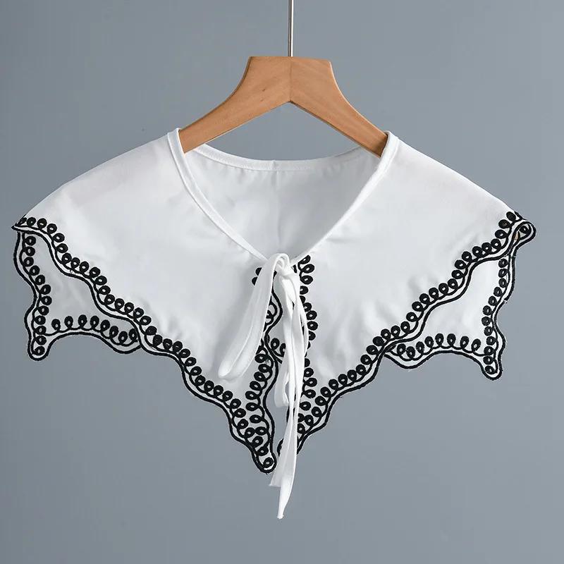 Women White Chiffon Fake Collar Scarf Shawl for Female Shoulders Wraps Cape Removable Bowknots False Collar
