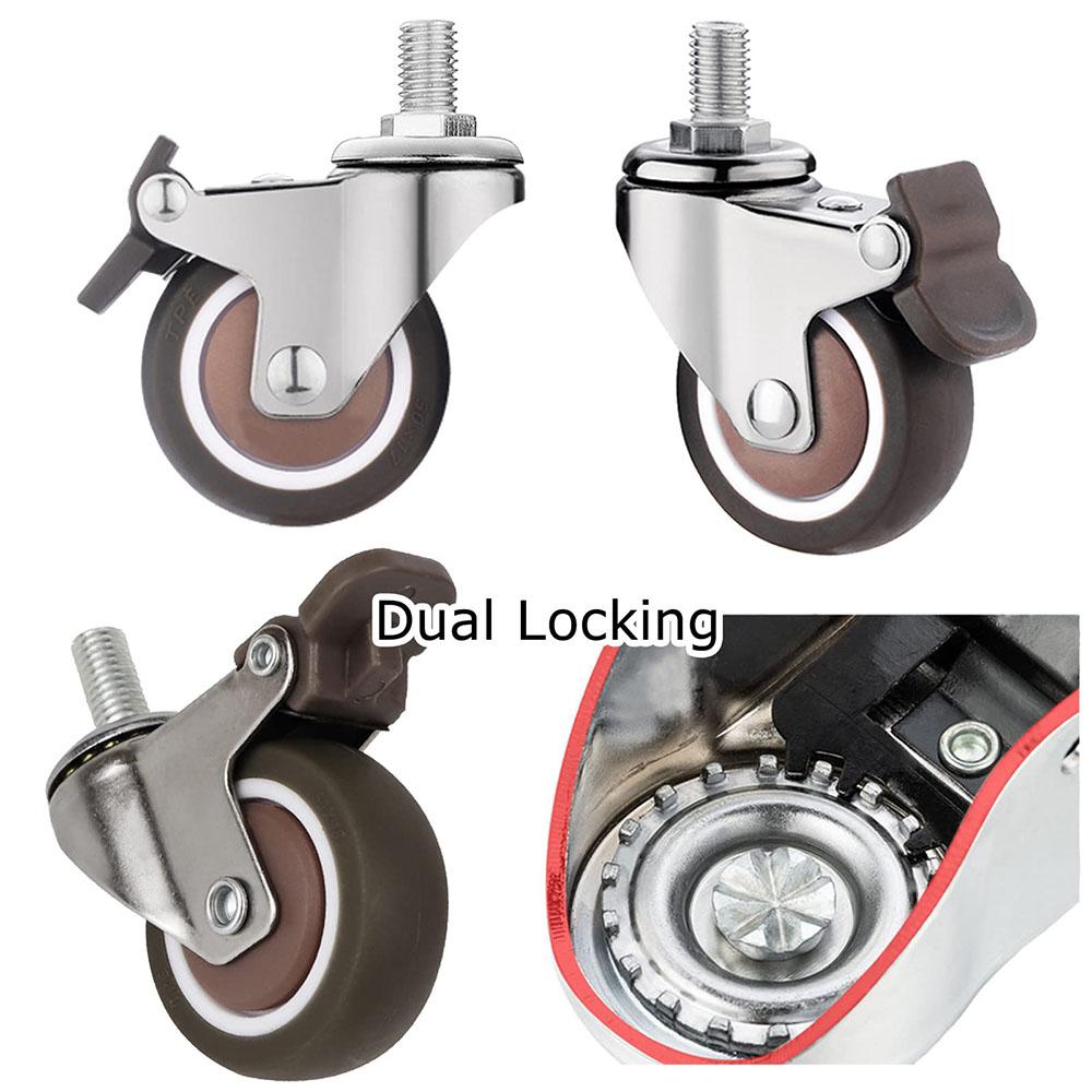4PCS 1.5" / 2" Wheel Furniture Castor TPE Rubber Rubber Castor New Replacement Castors Table Shelf