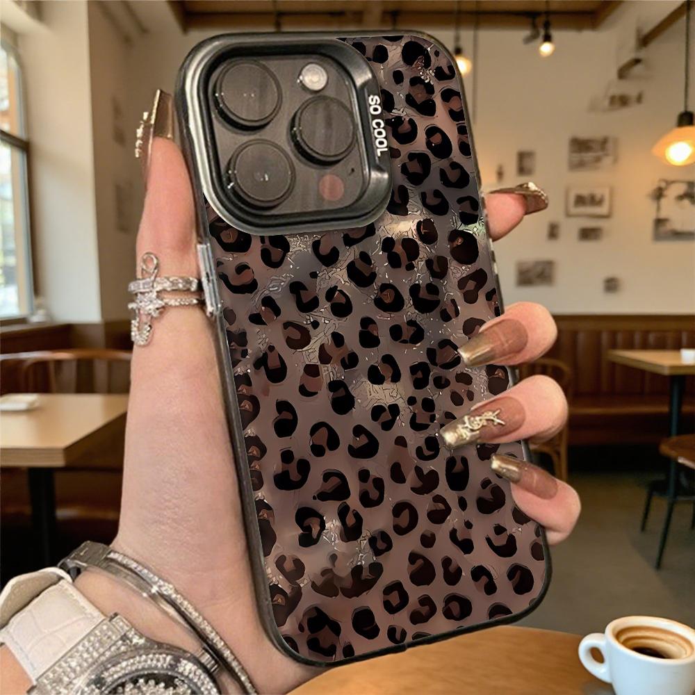 Ударопрочный чехол для телефона с принтом леопарда для Iphone 16 15 14 13 12 11 Pro Max/Mini Защита от царапин Премиальная жесткая крышка