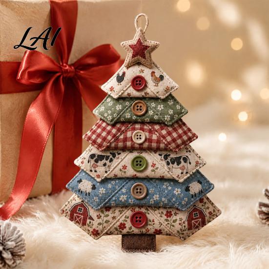 Textile Art Halloween Decor DIY Quilted Fabric Tree Kit Sewing Craft Party Display Ornaments Handmade Christmas Hanging Ornament for Holiday
