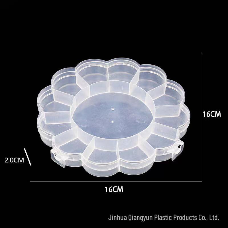 Heart & Flower Shaped Transparent Compartment Storage Box for DIY Beading and Nail Art Accessories, Cartoon Design with Lid.