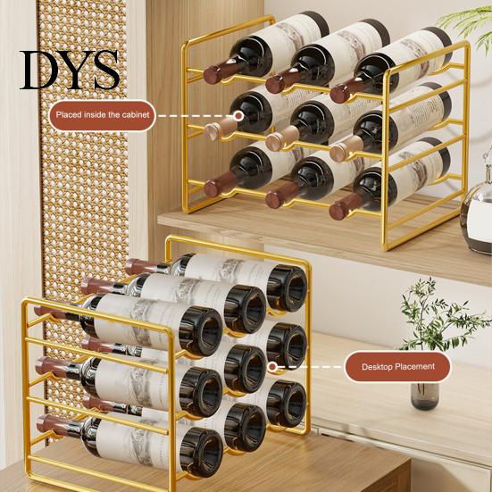 Modern Wine Storage Iron Rack, Curved Grooves, Countertop Cabinet Shelf, Compact Small Display Metal Bottle Holder, for Kitchen Cupboard And