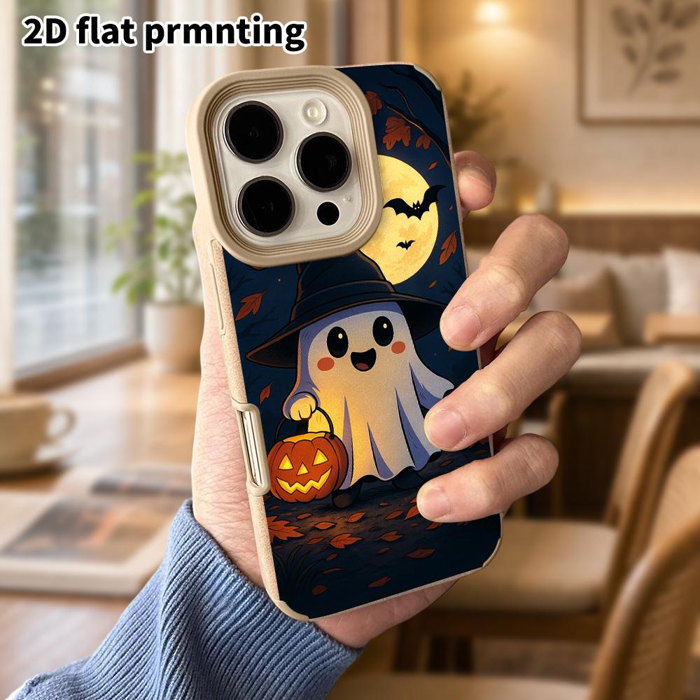 Phone Case: Lambskin 2D Flat Samsung Galaxy A34 A35 M05 M06 S20 S22 S21 FE Plus 5G protective case, featuring pumpkin lantern ghosts, Christmas and Ha