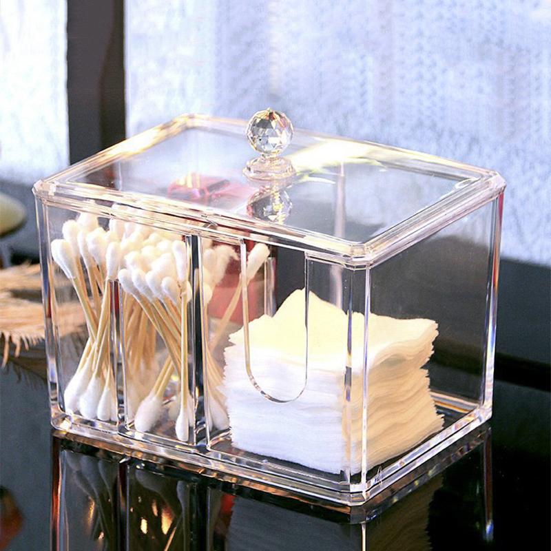 Держатель ватных палочек, держатель ватных дисков, прозрачная косметическая коробка с крышкой, аккуратная настольная организация для губной помады, хлопка