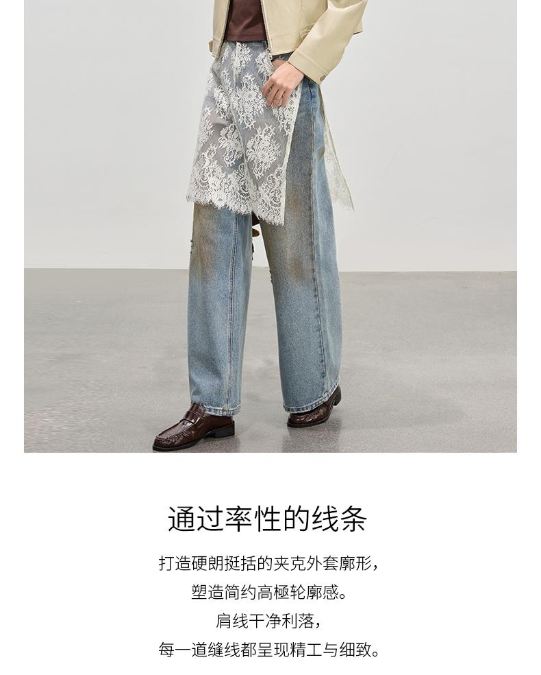 Qianwen Retro PU Leather Jacket 2026 Spring New American Texture Baseball Collar Short Jacket Top