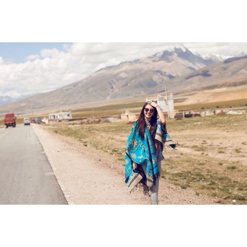 National Style Autumn and Winter Lady Zhang Yuqi Same Shawl, Thickened Autumn and Winter Cloak, Large Scarf