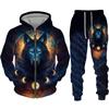 Colorful Wolf 3D Print Tracksuit Cool Hip Hop Streetwear Zipper Hoodie Suit Men Women Casual Hooded Sweatshirt Pants Jogging Set