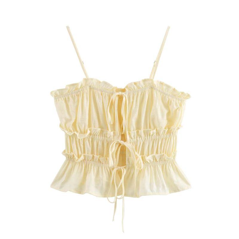 Kaslead New Arrival Women's Clothing Fashion Style Fashion Casual All-Match and Fresh Minimalist Tied Spaghetti-Strap Tops
