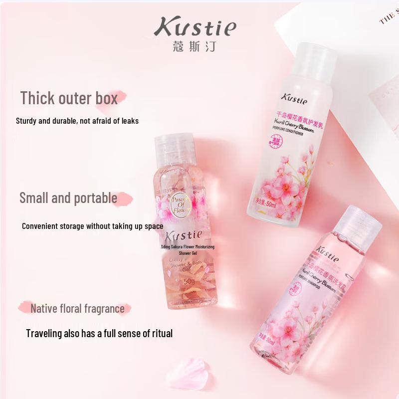 Kustie Cherry Blossom Travel Bath Set