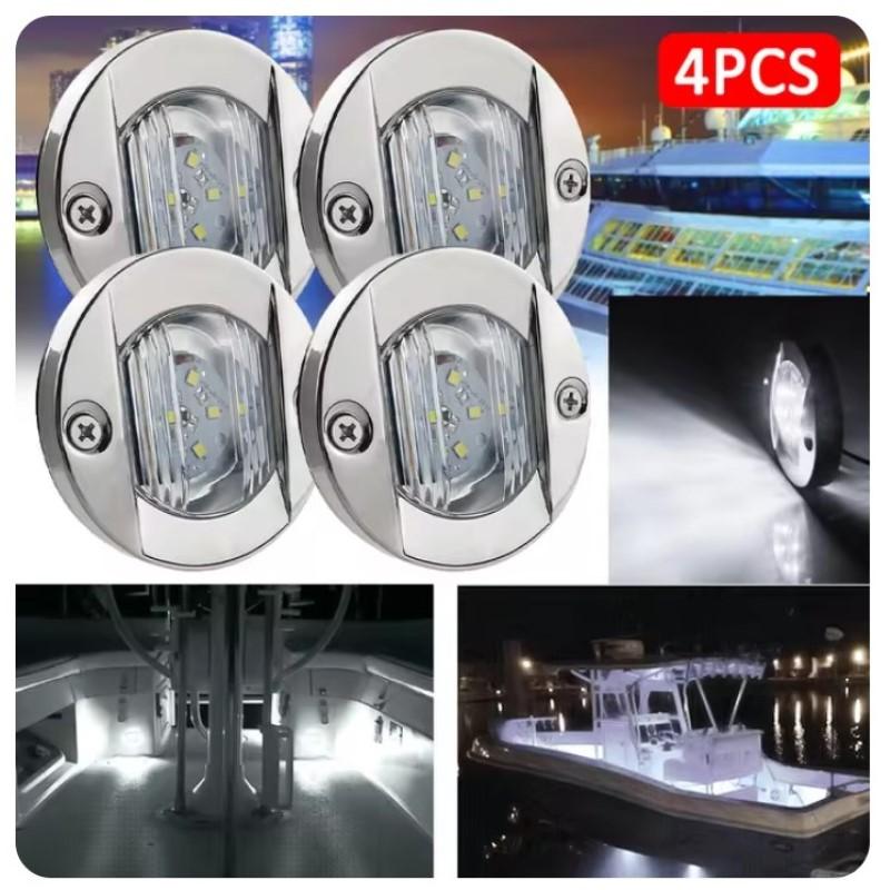 6LED 12V Round Yacht Marine Boat LED Stern Light Cabin Deck Courtesy Light Marine Interior Cabin Lights White/blue Waterproof 3
