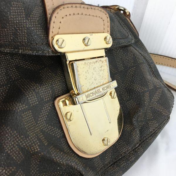 Michael Kors Сумка через плечо из натуральной кожи с логотипом MK, коричневая, маленького размера, женская(ИСПОЛЬЗОВАЛ)