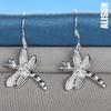 Серьги-подвески для пирсинга в виде стрекозы из стерлингового серебра 925 пробы с круглым цирконием, модные свадебные украшения