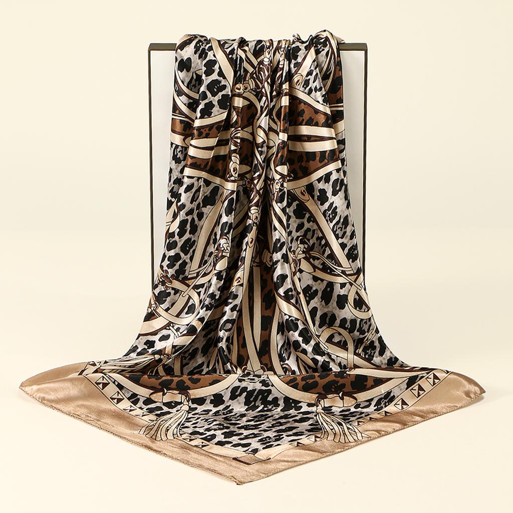 90x90cm Leopard Print Square Scarf Women's Hijab Head Wrap Scarf Shawl Neck Kerchief Head Bands Foulard Female Scarfs