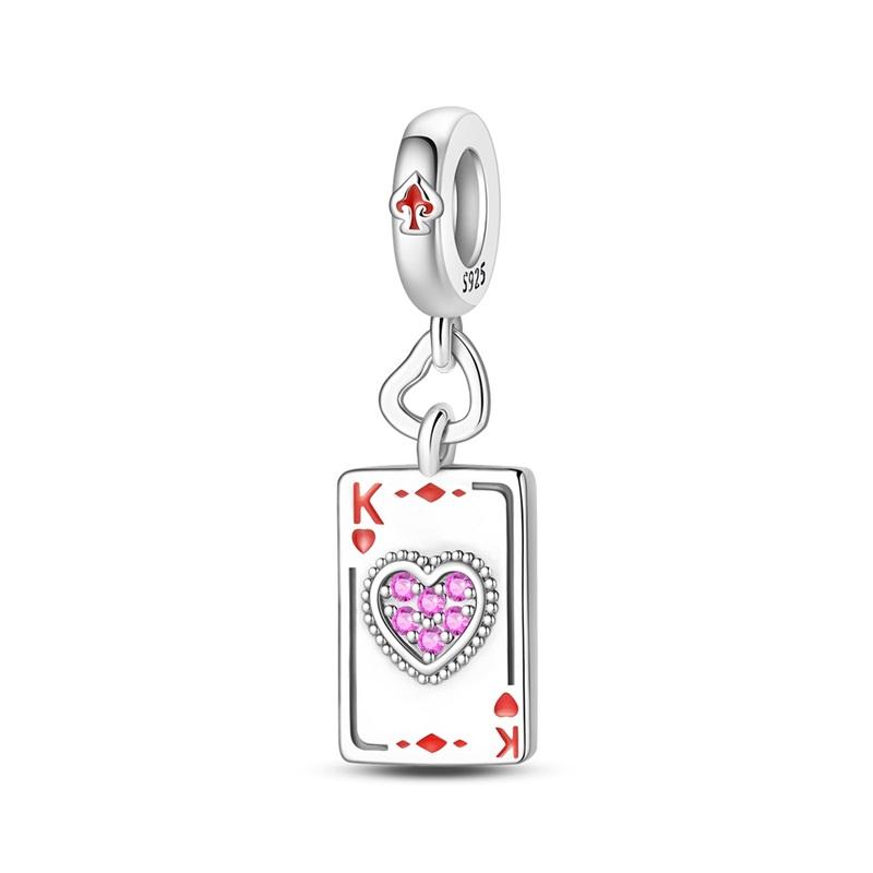 Classic Copper Clown Beads & Playing Card Ace Of Spades Dangle Charm Fits Bracelet Delicate Colorful Jewelry Gifts