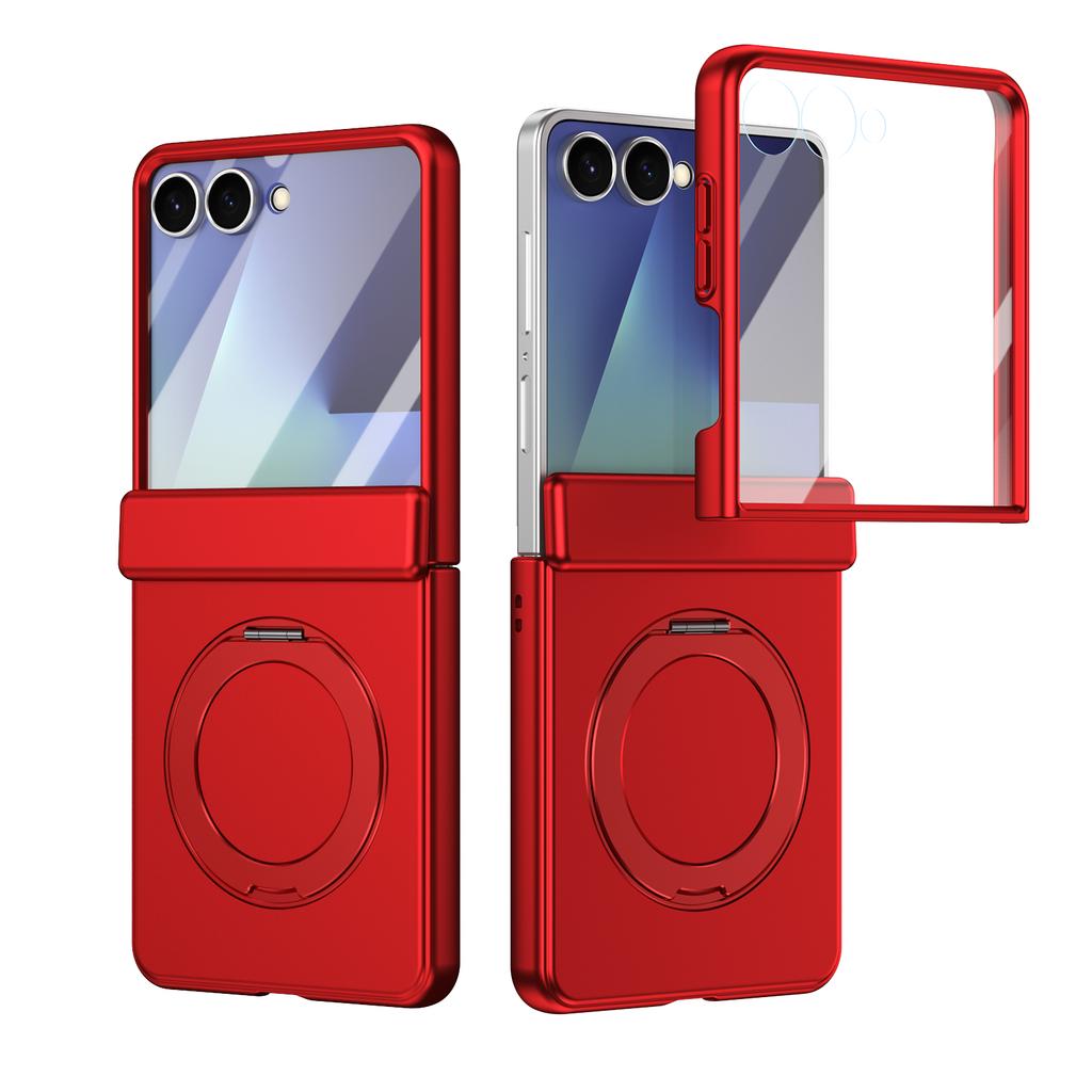Магнитный чехол с покрытием Soft-touch, вращающийся на 360°, для Samsung Galaxy Z Flip 7 6 5 Flip7 5G, с подставкой и защитным стеклом