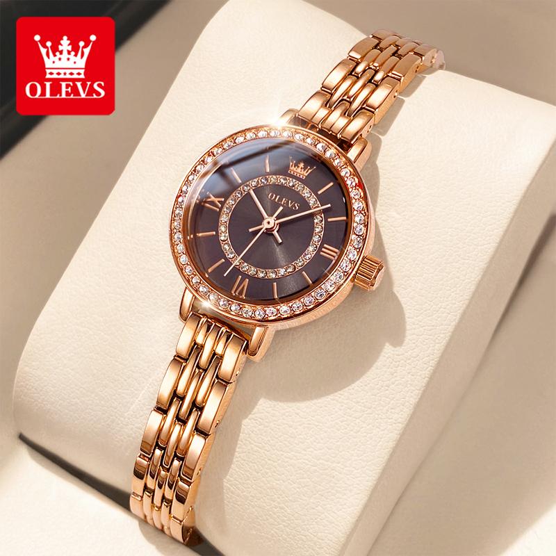 OLEVS 5508 Diamond Watch for Women Rose Gold Stainless Steel Waterproof Elegant Ladies Wrist Watch Original Quartz Women's Watch