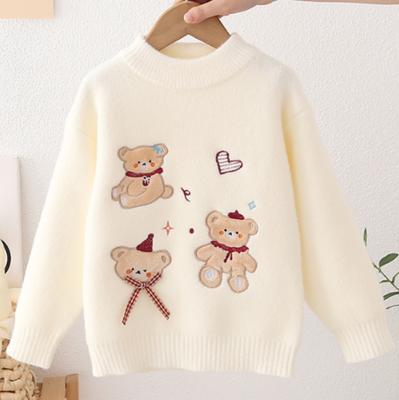 Осень Зима Девочки Вязаный Свитер Пуловер Круглый Вырез Трикотаж Детский Западный Мультяшный С Длинным Рукавом Свитера