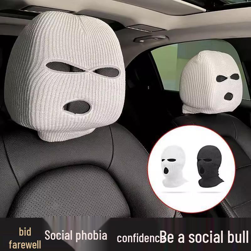 Универсальный забавный чехол на подголовник автомобиля, черно-белый