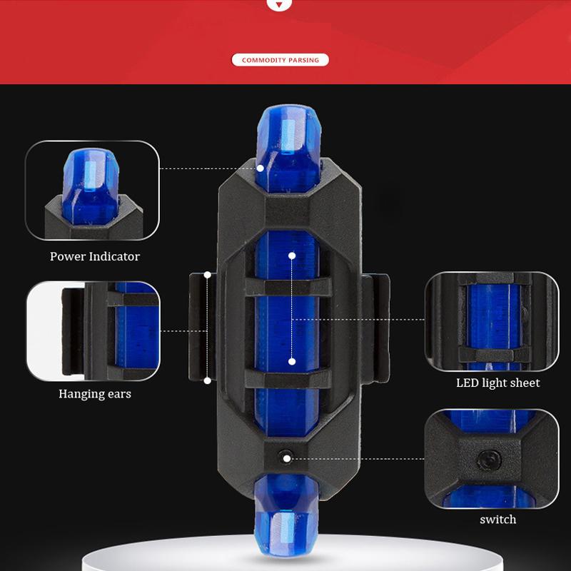 Перезаряжаемый USB светодиодный задний фонарь для велосипеда, предупреждение о безопасности горного велосипеда, передние и задние мигающие фонари, аксессуары для ночной езды