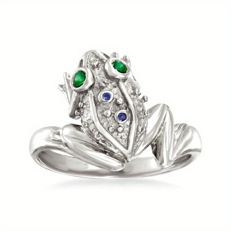 1Pc Fashion Inlaid Synthetic Zircon Frog Ring