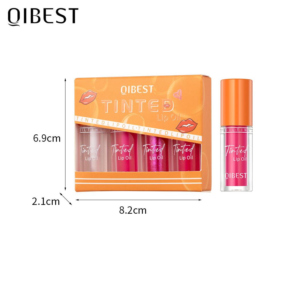 QIBEST Nourishing Shine Lip Oil Hydrating Lip Honey Mirror Lip Oil Repairing Lip Gloss Makeup Set