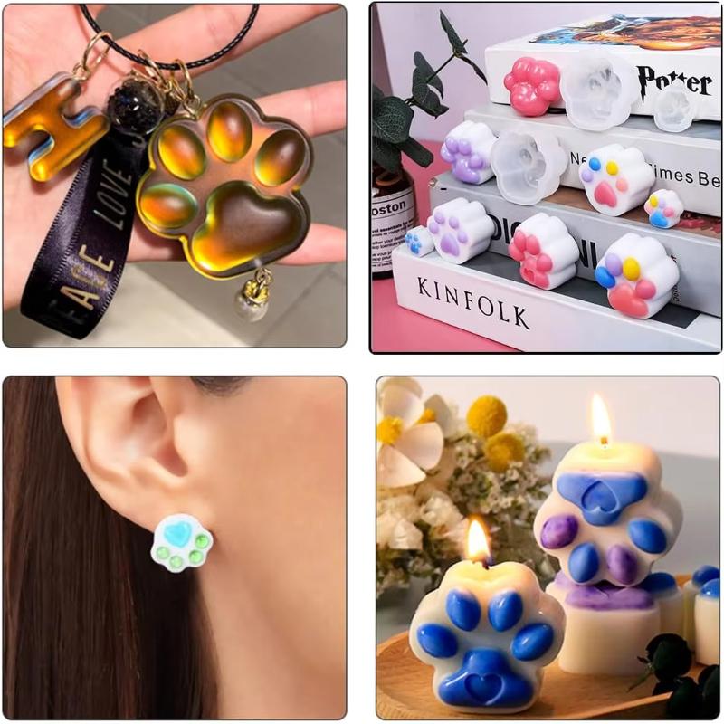 14 Pieces Paw Print Resin Mold Paw Silicone Mold Cat Paw Epoxy Resin Casting Mold With Matte And Mirror Effect For Diy Cute Paw